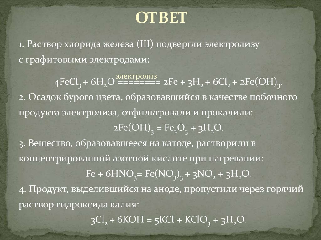 Хлористое железо обработали концентрированной азотной