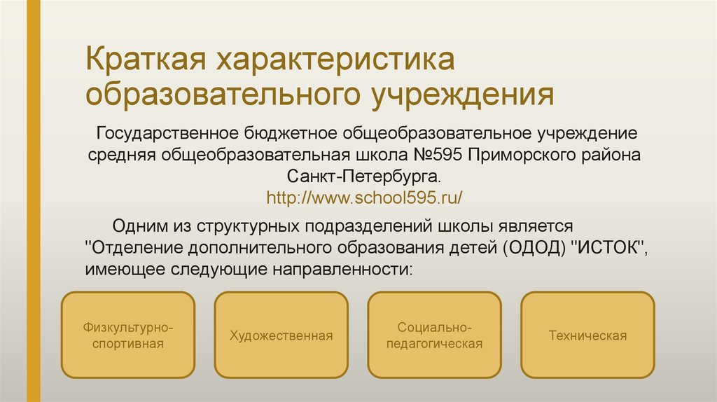 Основные параметры оу. Школа является государственным учреждением. Параметры ОУ.