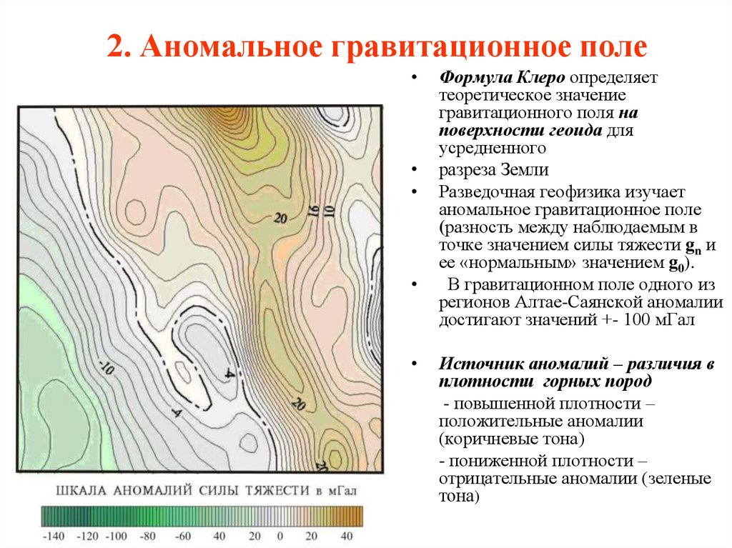 Карта аномалий силы тяжести