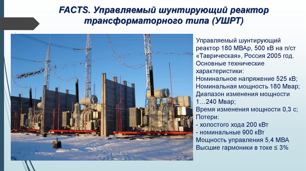 FACTS. Управляемый шунтирующий реактор трансформаторного типа (УШРТ)