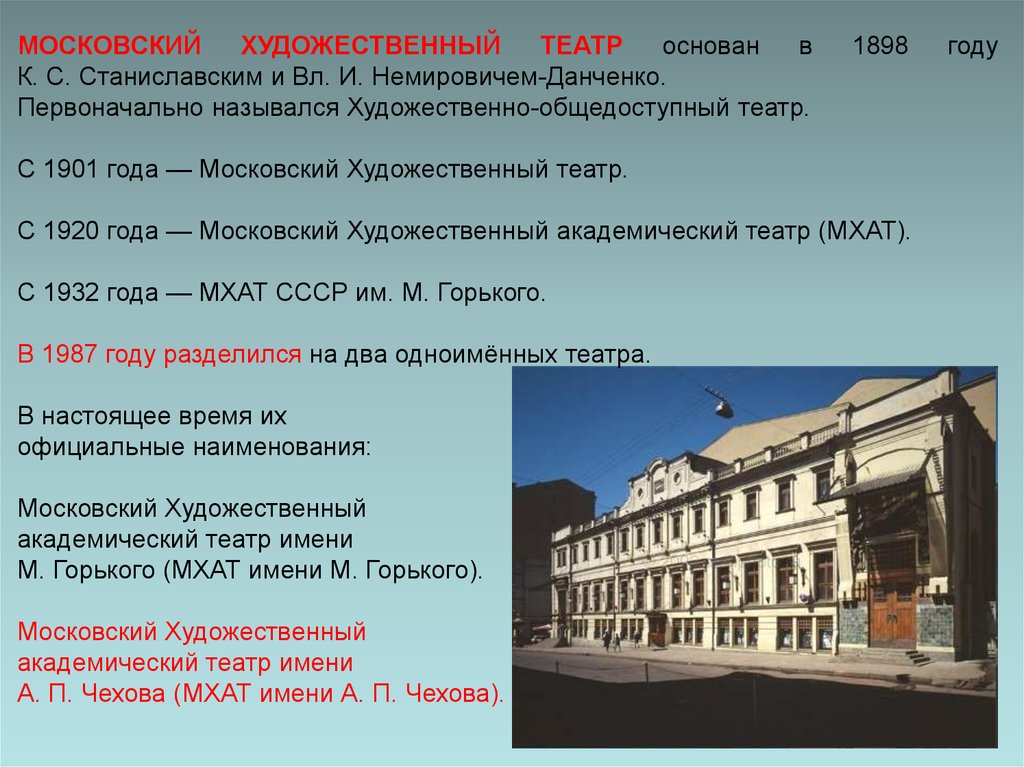 Презентация московский художественный театр