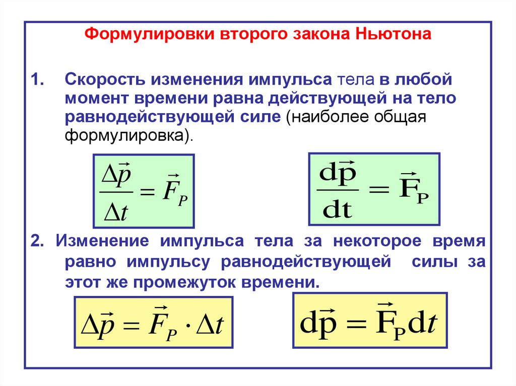 Формула второго закона ньютона