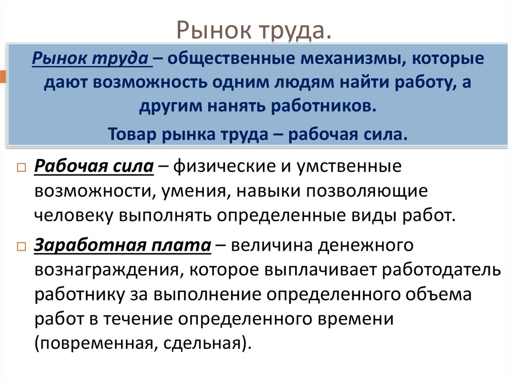 Презентация на тему рынок труда и безработица 8 класс