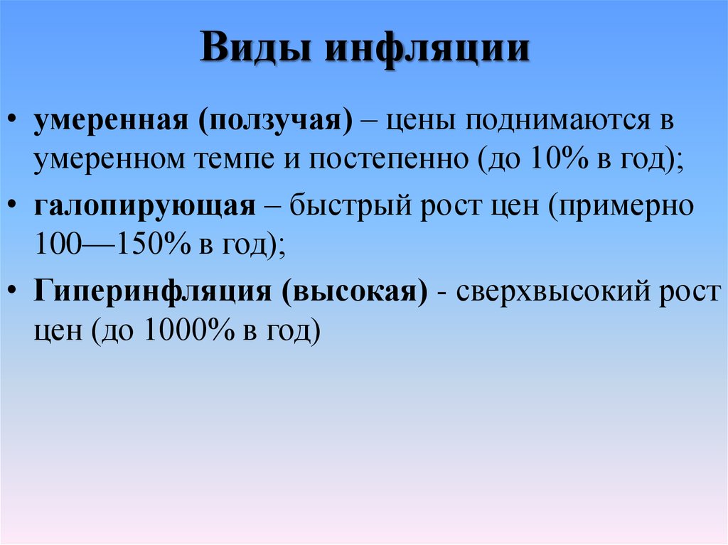 Инфляция это простыми словами. Инфляция. Ползучая (умеренная) инфляция. Виды инфляции. Умеренный уровень инфляции.