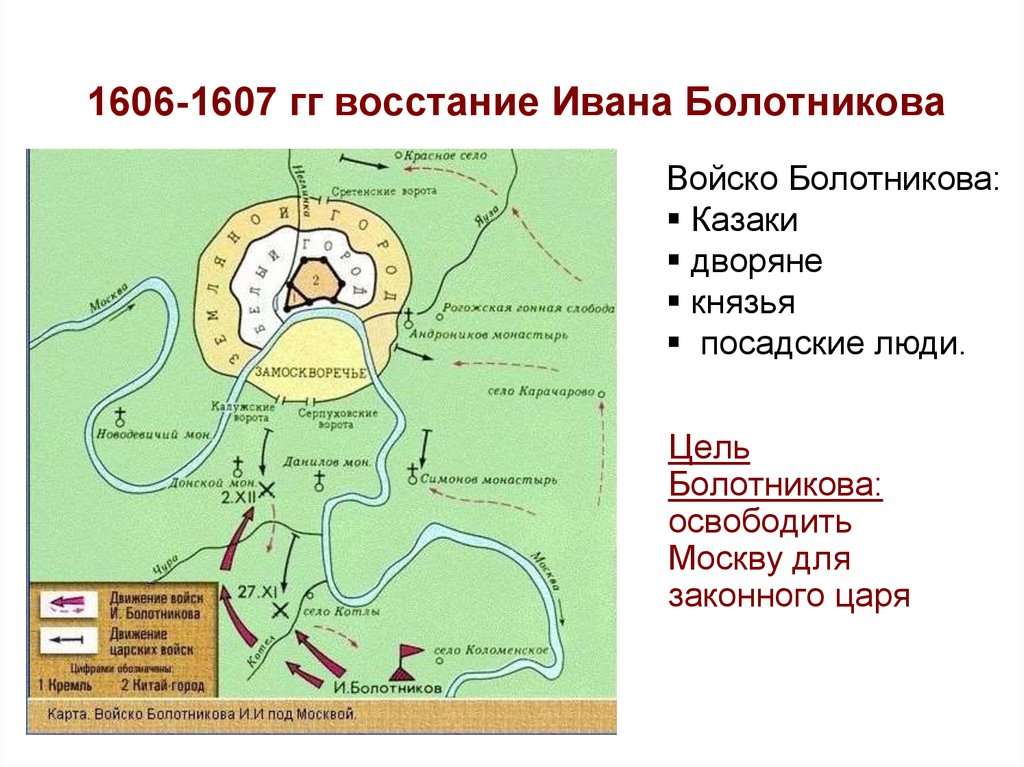 Города центры восстания болотникова