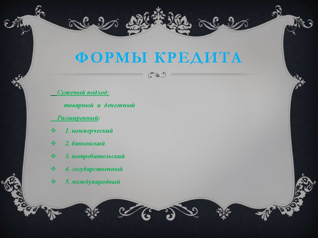 Формы кредита