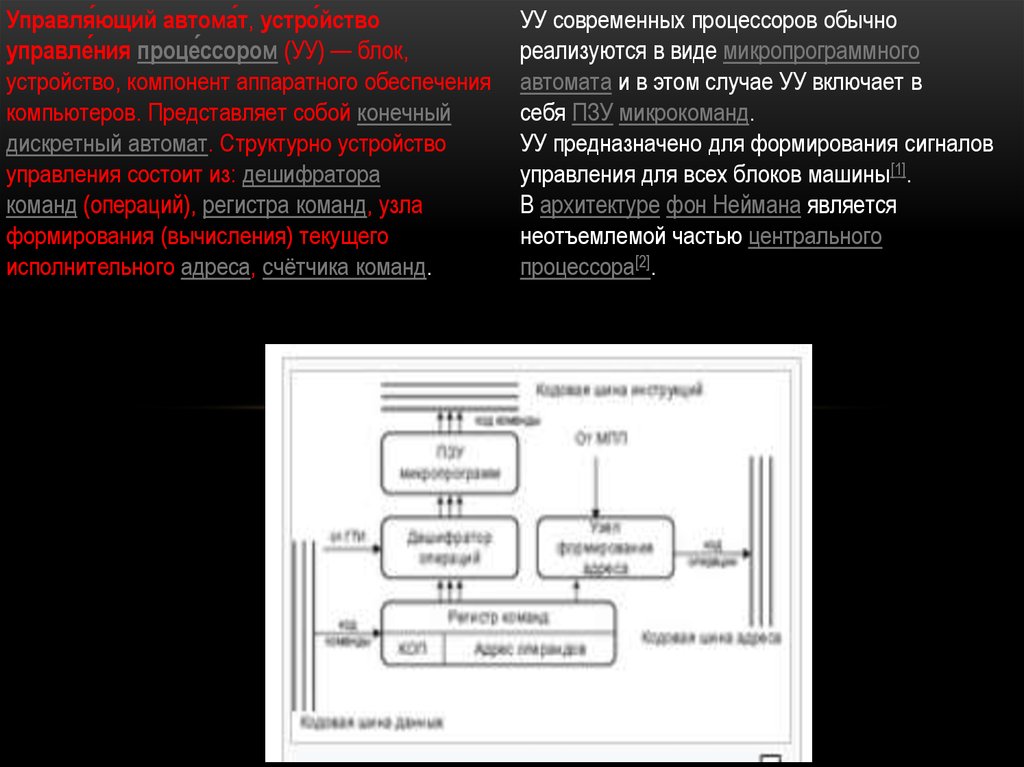 Блок процессора который под управлением устройства управления служит для выполнения арифметических