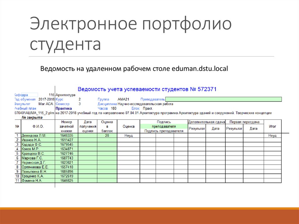 Портфолио в электронном виде образец