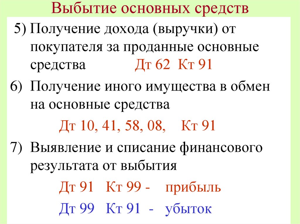 Выбытие основных средств