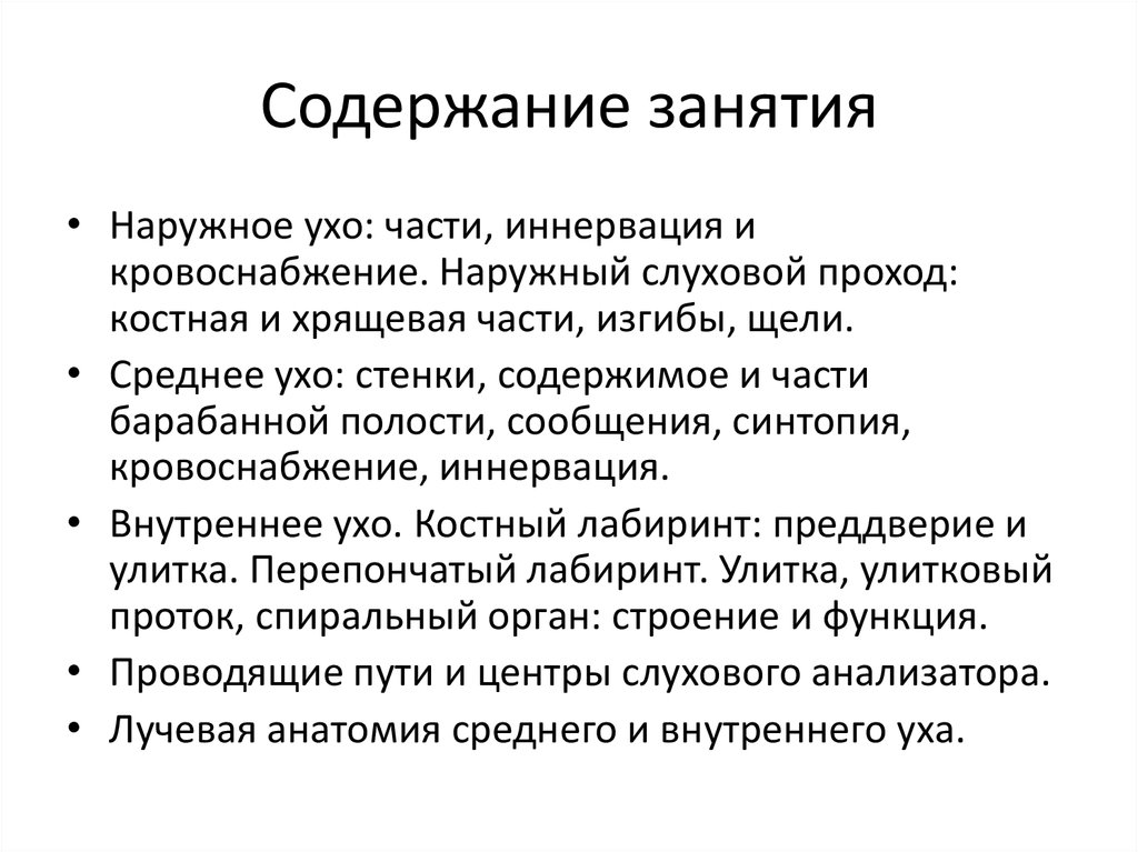 Содержание занятия