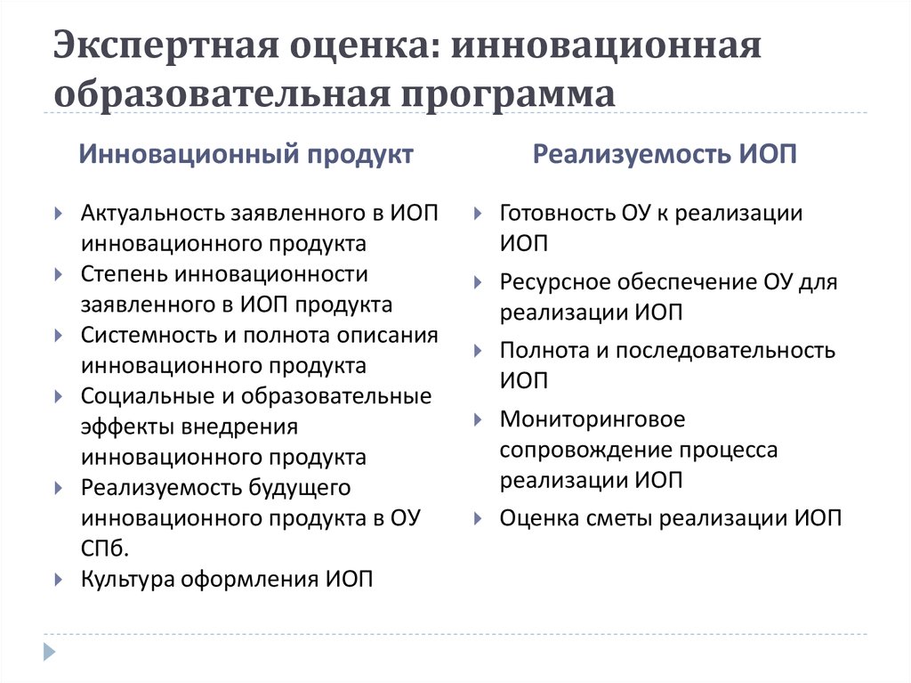 Инновационная оценка. Оценка инноваций в образовании. Критерии оценки инновационного продукта. Шкала экспертной оценки инновационных проектов в образовании. Инструменты оценки инноваций.