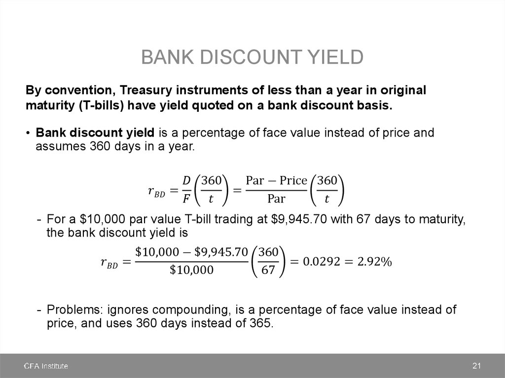 Bank discount yield