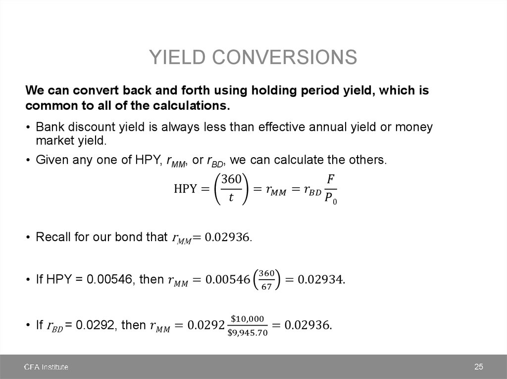 Yield conversions
