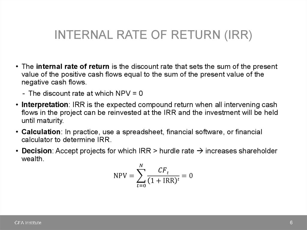 Internal rate of return (IRR)