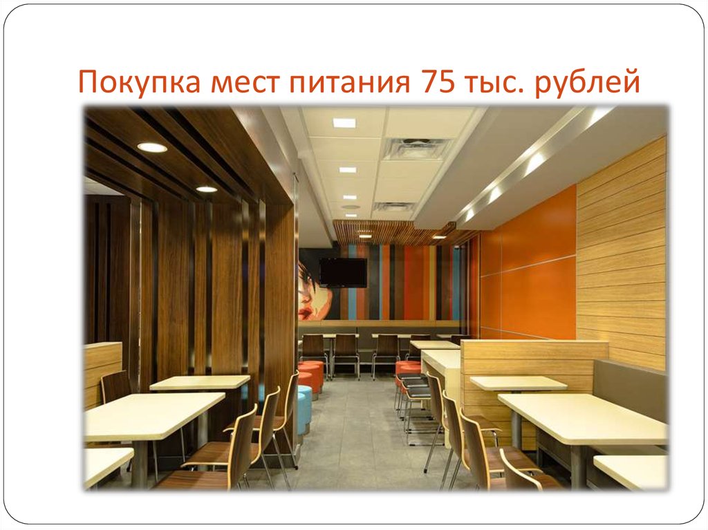 Покупка мест питания 75 тыс. рублей