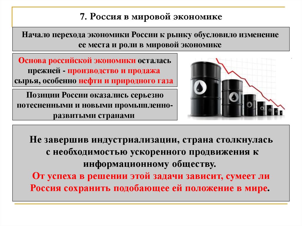 Роль современной россии в мировой экономике презентация