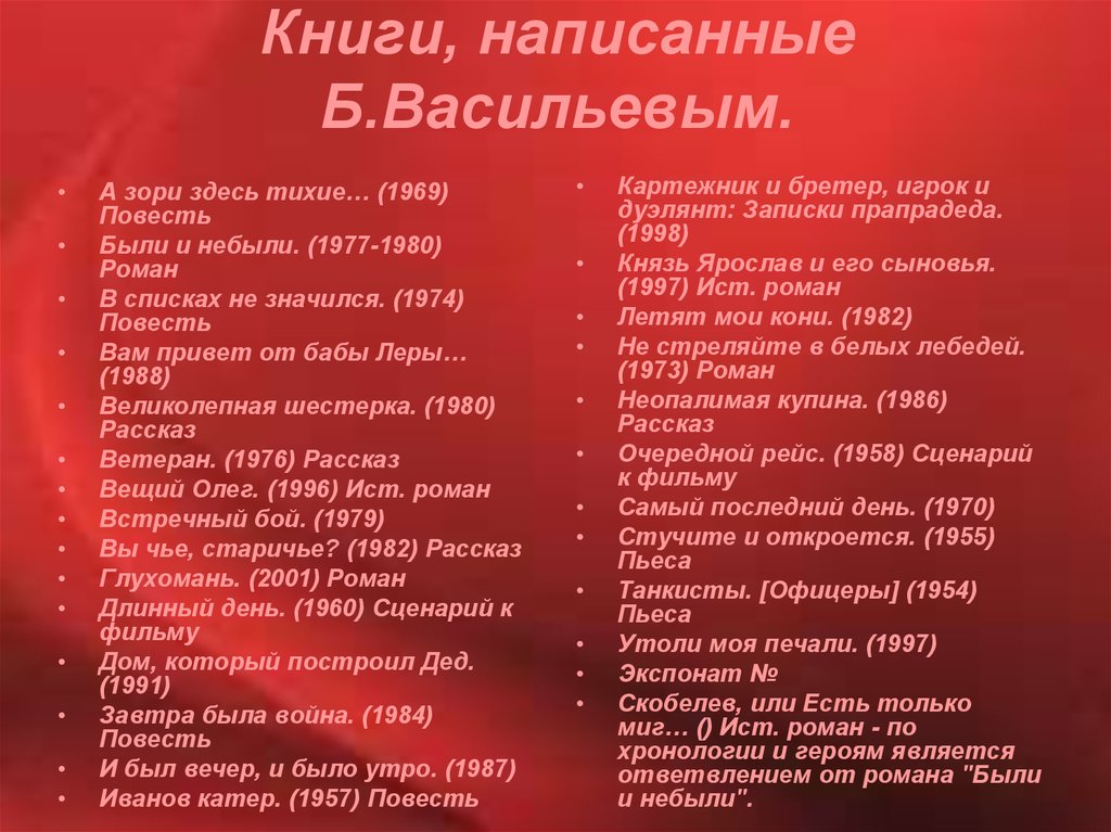 Зори здесь песня. Борис Васильев произведения список. Произведения написанные Борисом Васильевым. Произведения б.Васильева список. А зори здесь тихие слова Любэ.