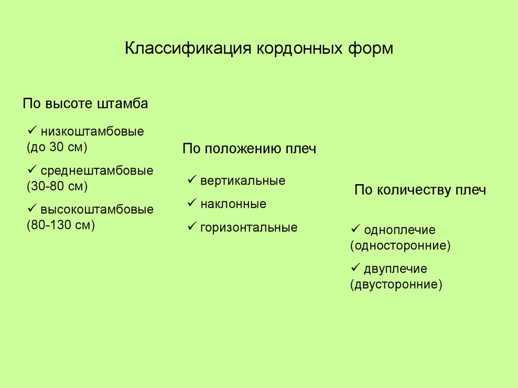 Классификация кордонных форм