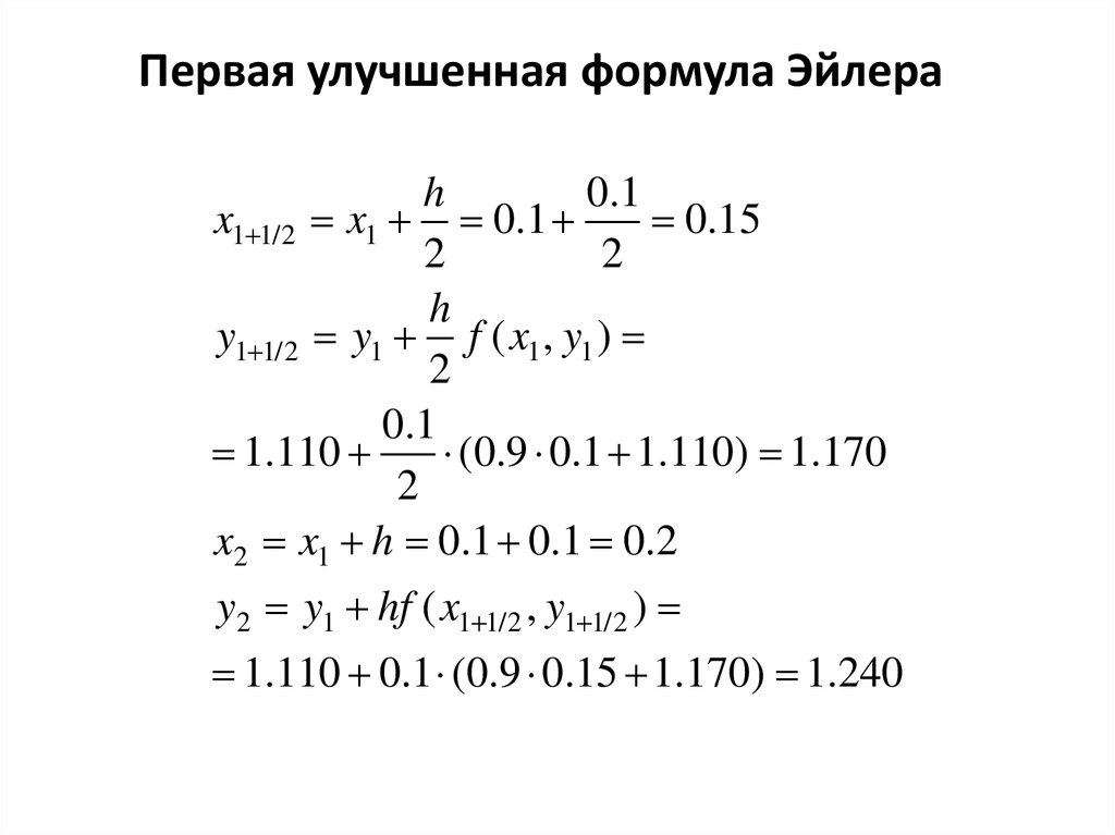 Схема эйлера для решения дифференциальных уравнений