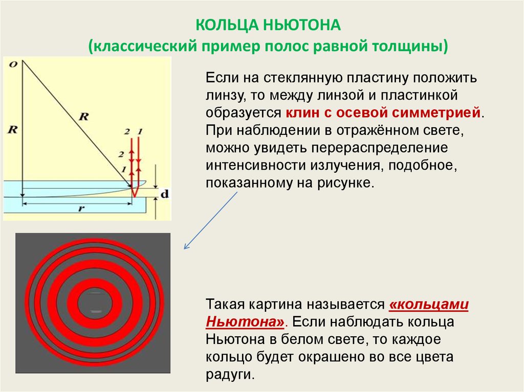 Как изменится картина колец ньютона если наблюдать их в проходящем свете