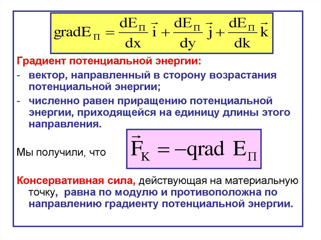 Потенциальная энергия консервативных сил