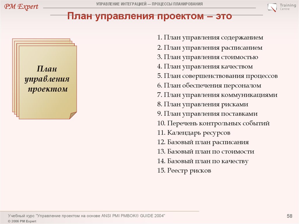 Базовый план проекта предназначен для