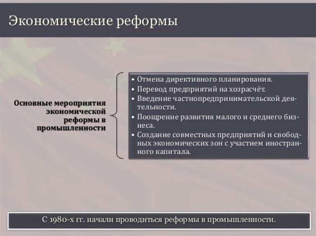 Перечислите важнейшие социально экономические реформы в японии. Экономические реформы Дэна Сяо пина. Экономическая реформа Китая 1978. Этапы экономических реформ в КНР. Реформы Китая кратко.