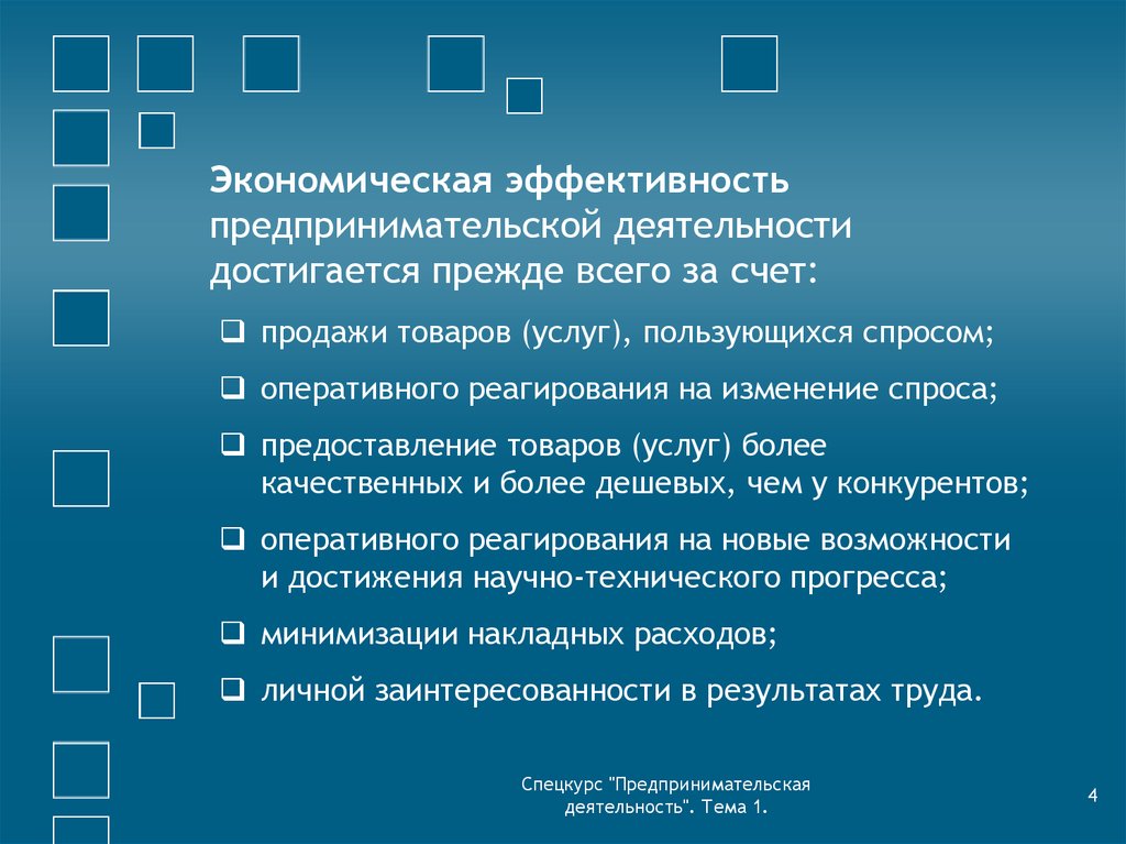 Эффективность коммерческой деятельности презентация