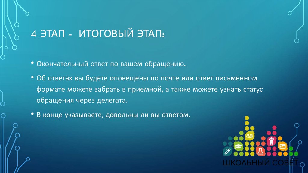 4 этап - итоговый этап: