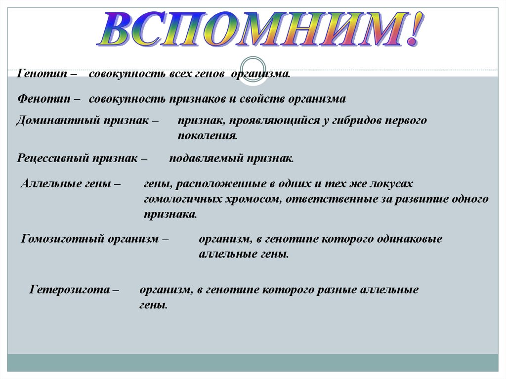 Совокупность всех признаков организма