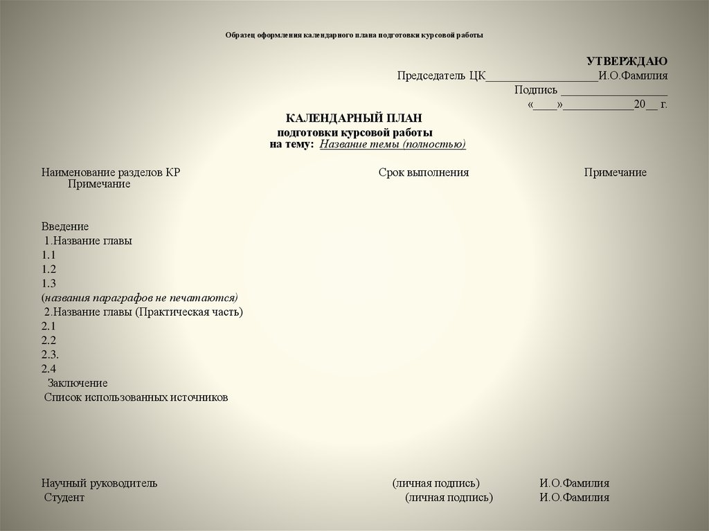 Образец защиты курсовой работы