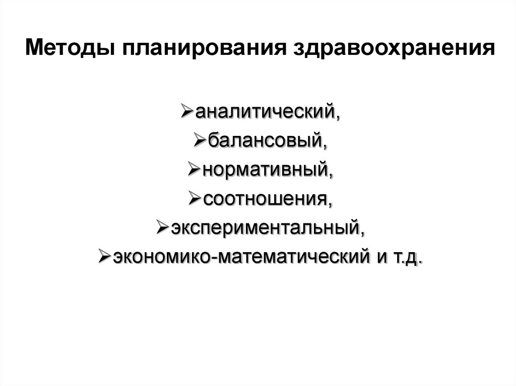 Планирование здравоохранения виды планов методы планирования