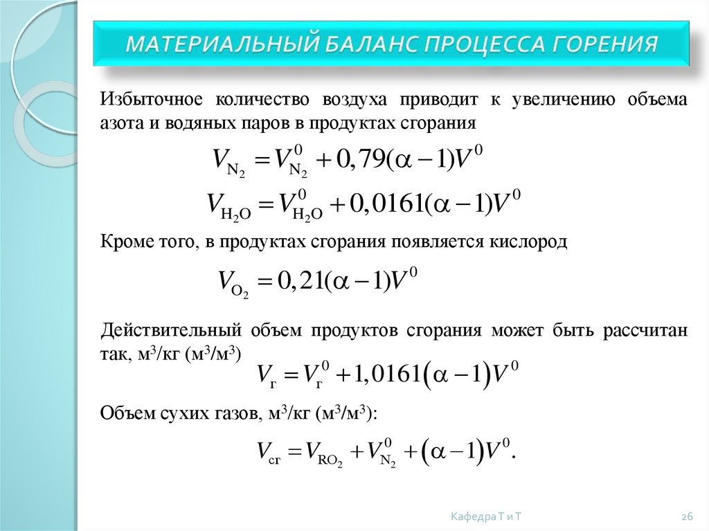 Остаток при сжигании. Уравнение материального баланса процесса горения. Материальный и тепловой баланс процессов горения. Материальный баланс горения состав и объем продуктов горения. Уравнение материального баланса. Теория горения.