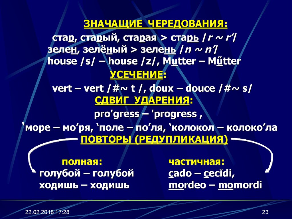 Супплетивизм. Усечение морфем примеры.