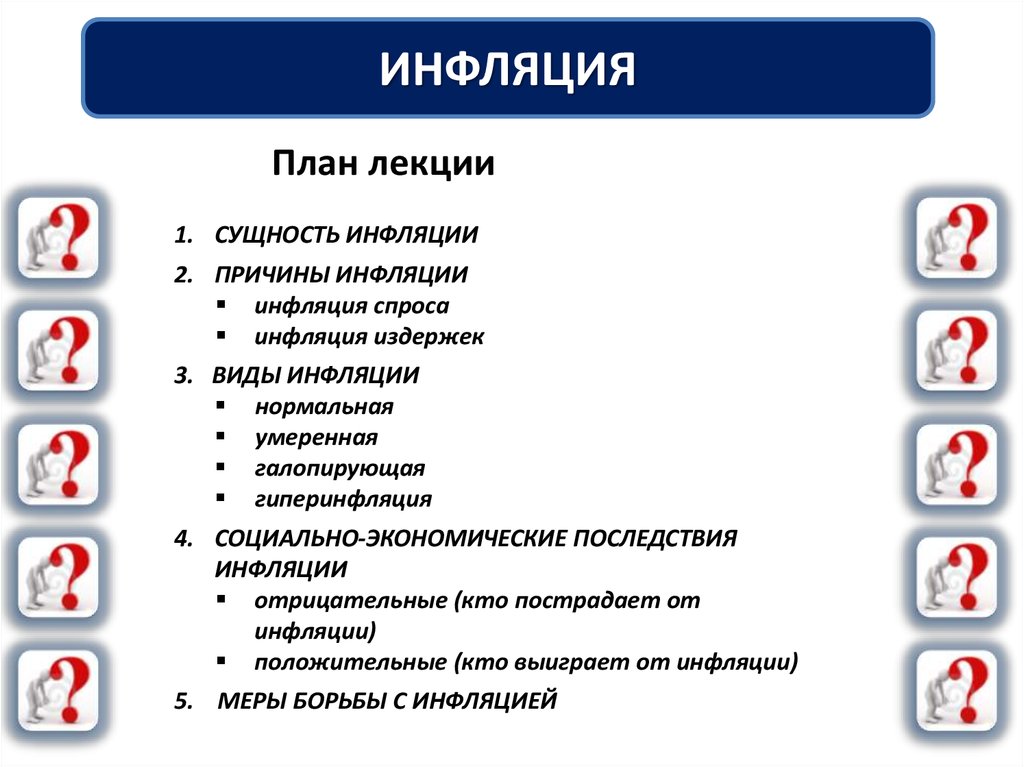 План по теме инфляция по обществознанию