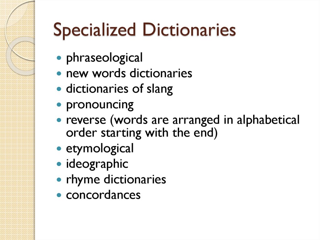types of dictionaries