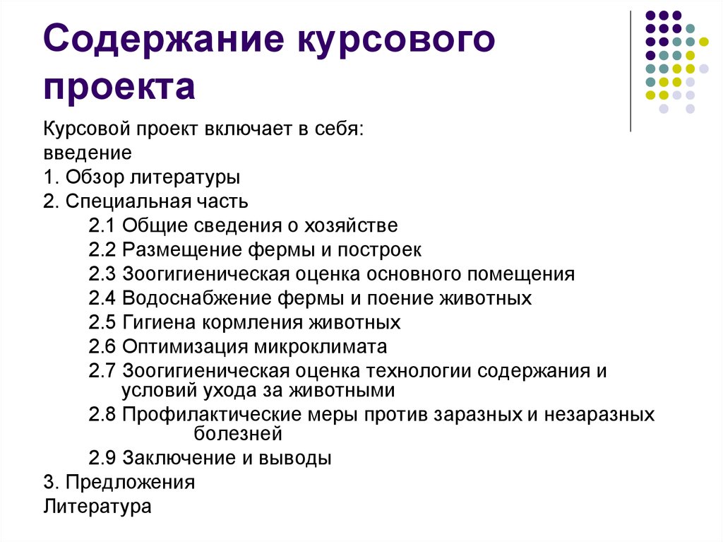 Содержание проекта включает