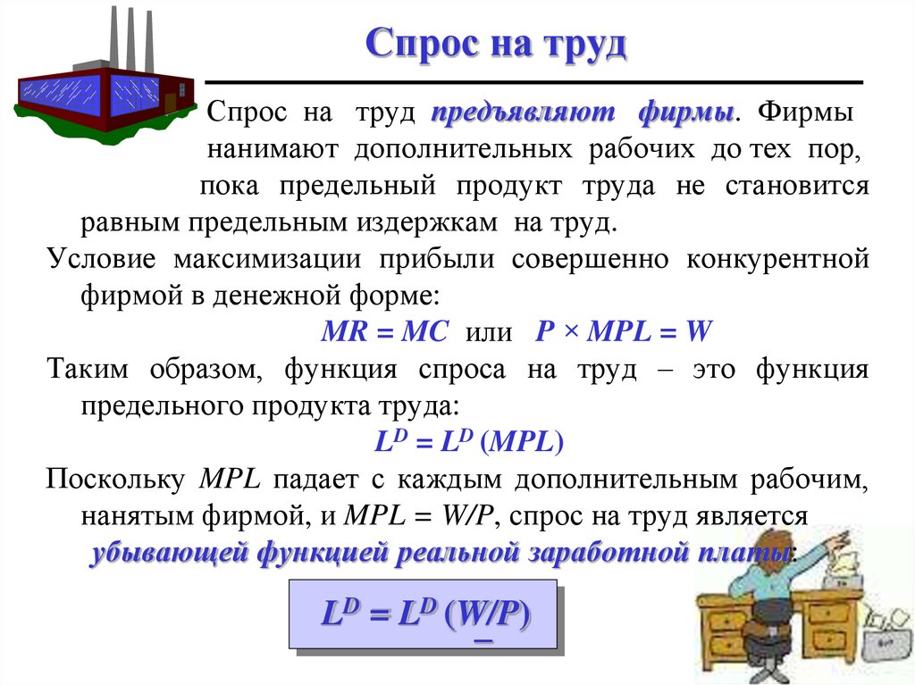 Спрос на труд имеет. Спрос фирмы на труд. Функция спроса фирмы на труд. Функцию спроса фирмы на труд формула. Функция спроса на Рууд.