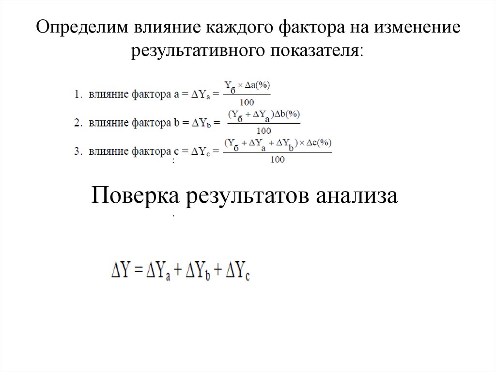 Влияние факторов на показатели. Определить влияние факторов на результативный показатель. Анализ влияния отдельных факторов на результативный показатель. Факторы влияющие на коэффициенты. Влияние факторов на изменение результативного показателя.