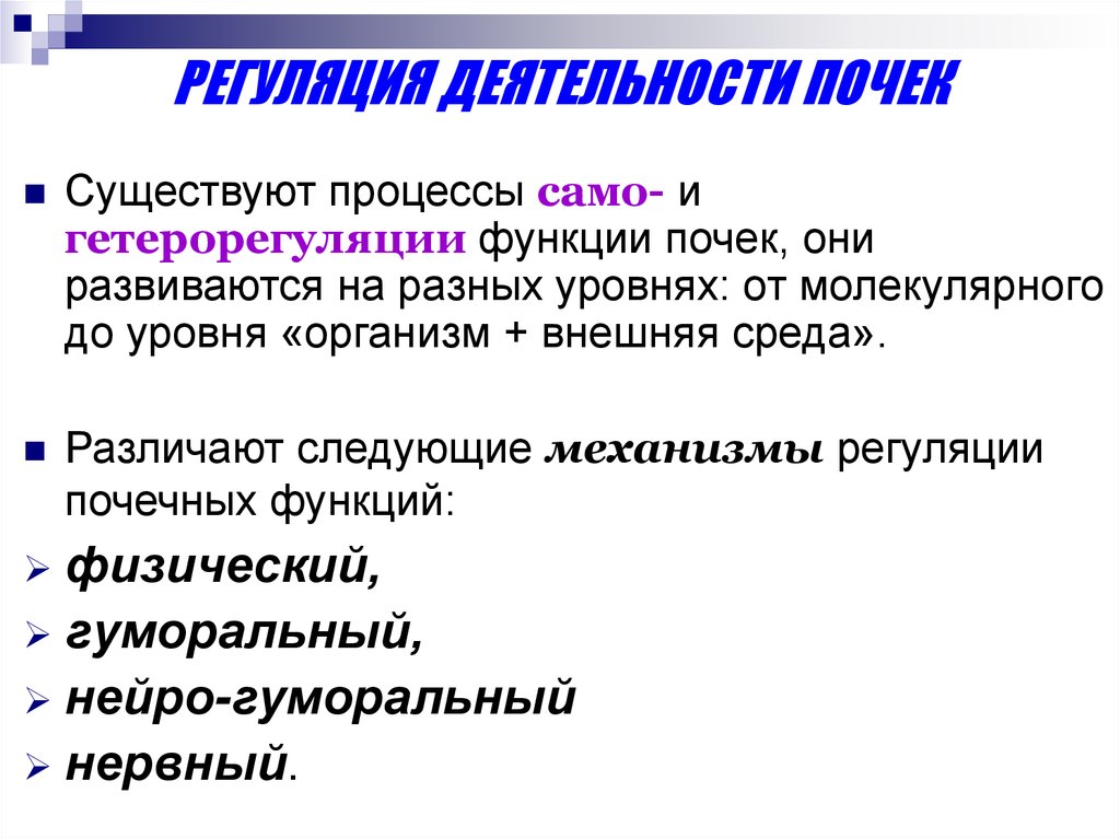 Регуляция деятельности почек презентация