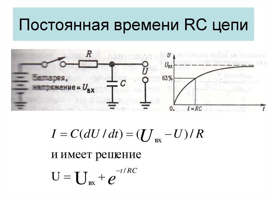 Определить постоянную времени для схемы в мс