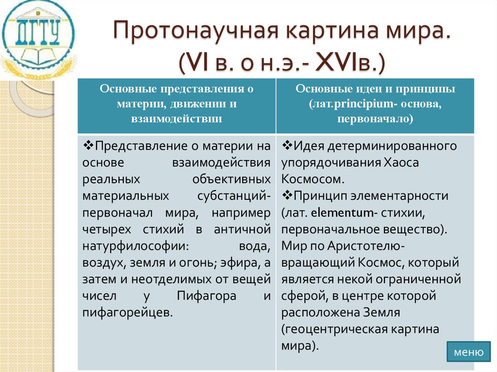 Классическая и неклассическая картина мира