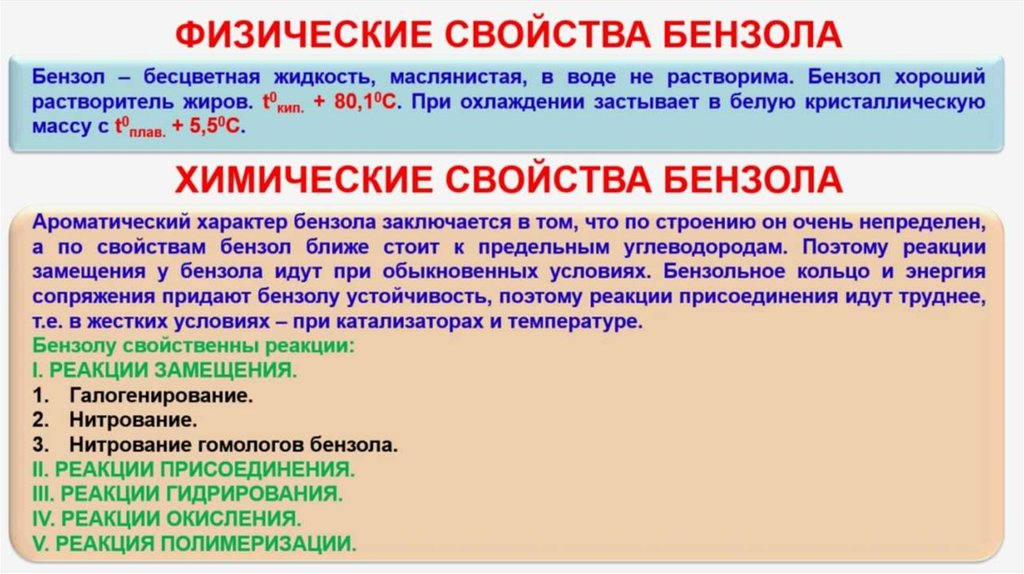 Химические свойства бензола. Физико-химические свойства бензола. Характеристика физических свойств бензола,. Химические свойства бензолов.