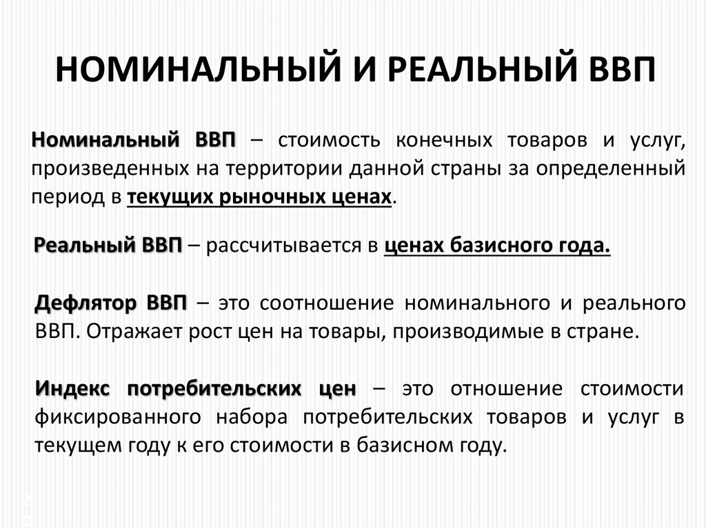 Номинальный и реальный ввп презентация 11 класс