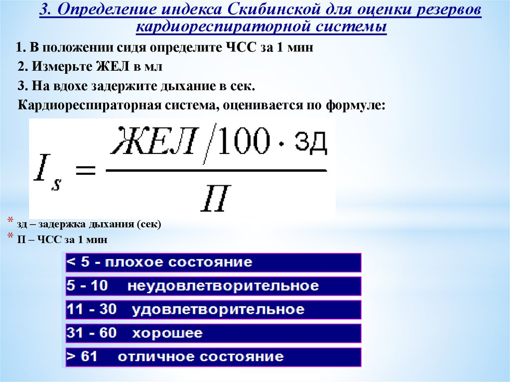 Индекс борисов. Определение индекса Скибинской. Кардиореспираторного резерва. Индекс Скибинской формула. Индекс определение.
