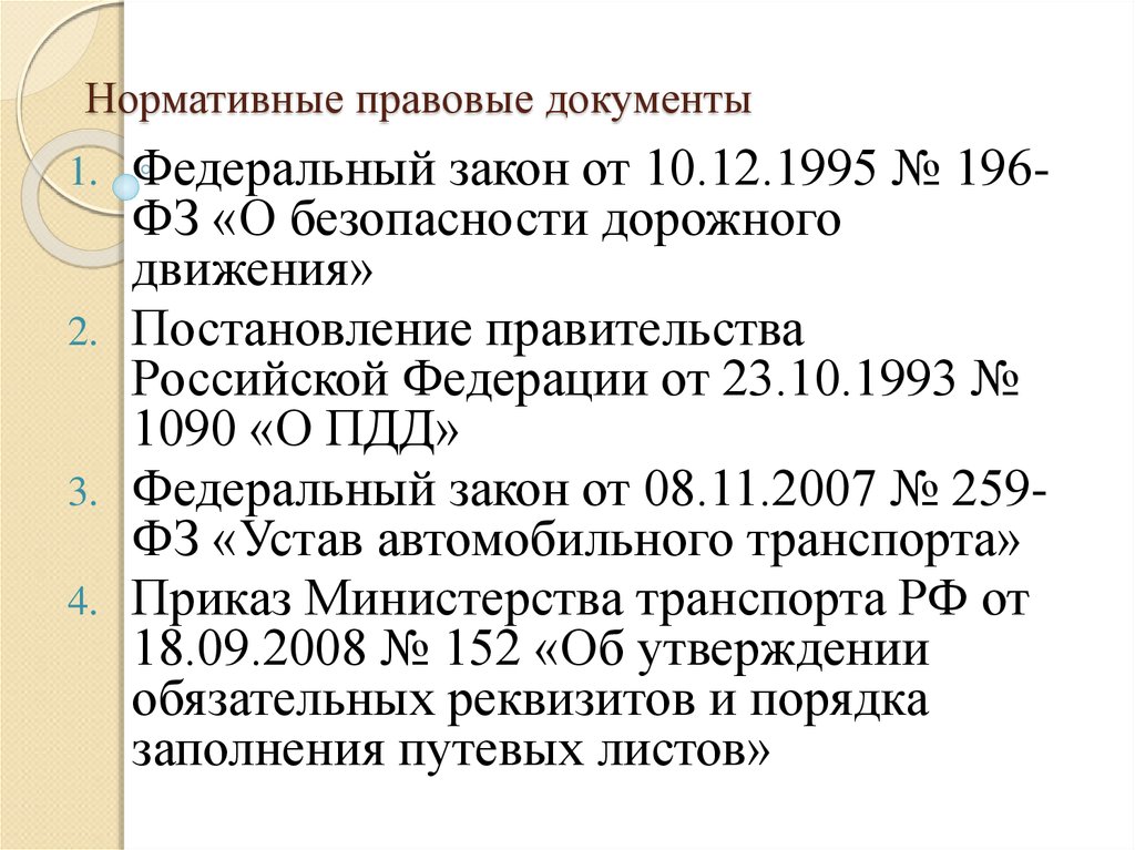 Нормативно правовые документы организации