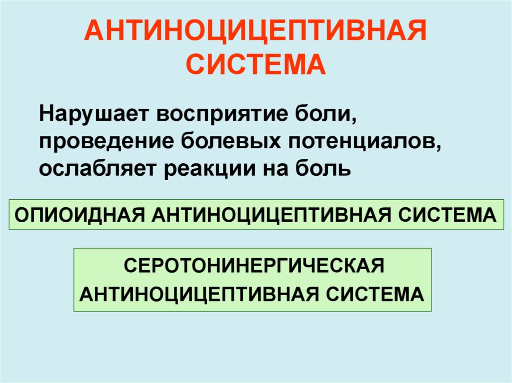 Антиноцицептивная система презентация