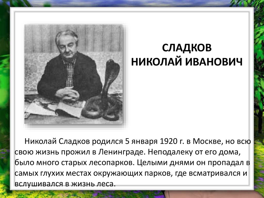 Презентация николай сладков 1 класс