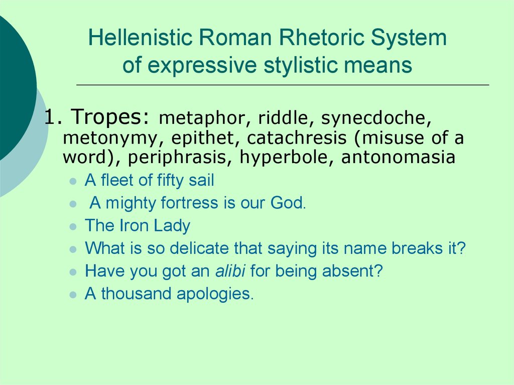 Hellenistic Roman Rhetoric System of expressive stylistic means