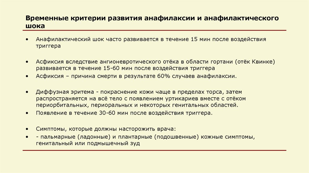 Какие стадии в клинической картине анафилактического шока